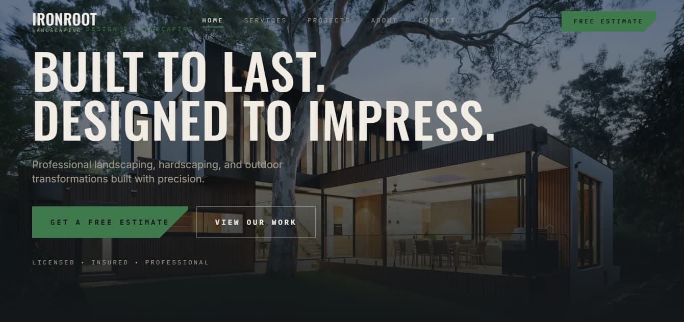 IronRoot Landscaping — Landscaping & Hardscaping website design